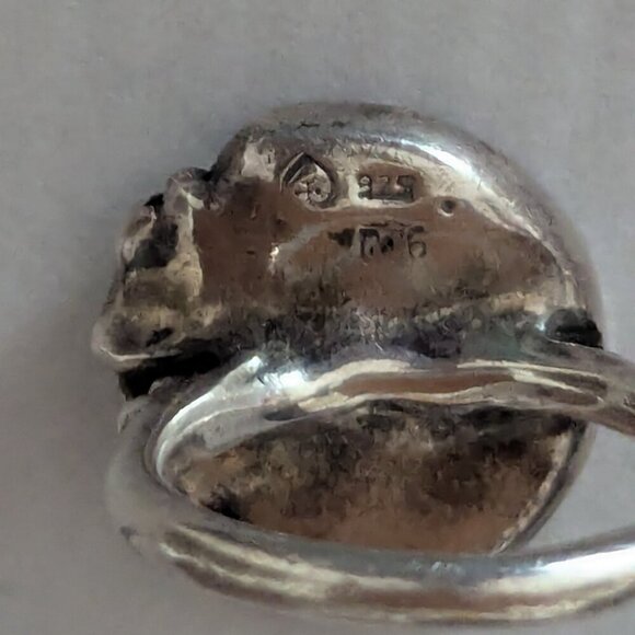 Nautilus Ring Sterling Silver Fossil Ammonite Shell Leaf Boho Unique Vintage - Picture 2 of 8